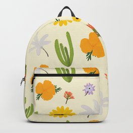 California Wildflower Pattern Backpack | Cacti, Orangepoppies, Poppies, Yellowdecor, Californiaflowers, Floralprints, Cacatus, Wildflowerplattern, Floralbeadspread, Floraldecor 
