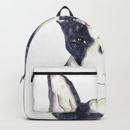 Boston terrier brushing teeth bath watercolor Backpack