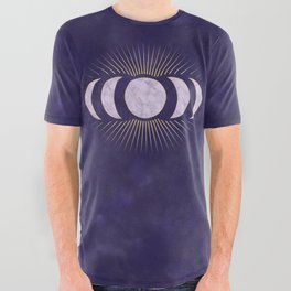 Witchy Purple Moon Phases All Over Graphic Tee
