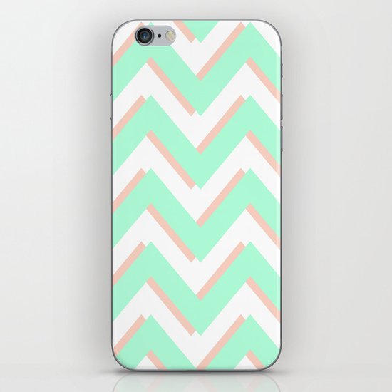 3D CHEVRON MINT/PEACH iPhone Skin