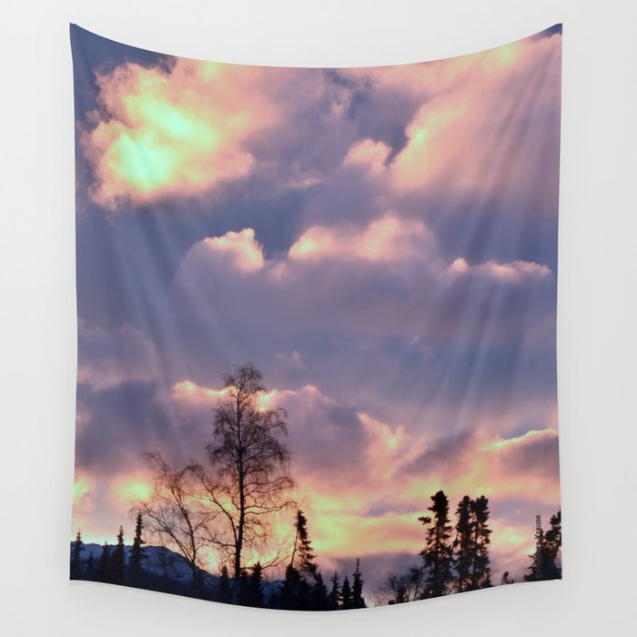 Rose Serenity Sky Wall Tapestry