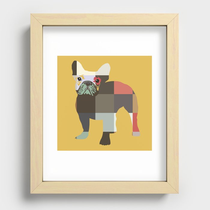 French Bulldog pop art print Recessed Framed Print