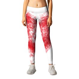 Valentine Flying Heart with Leaves Leggings | Flying, Heart, Red, Leaf, Abstract, Leaves, Painting, Valentines, White, Pattern 