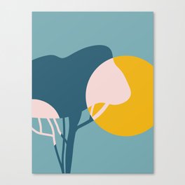 Minimalistic wallart tree and sun landscape Canvas Print