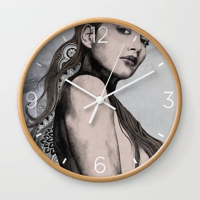 Cleansing Undertones: colored | zentangle nude sexy girl portrait Wall Clock