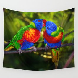 parrots kissing Wall Tapestry | Nature, Photo, Animal, Love 