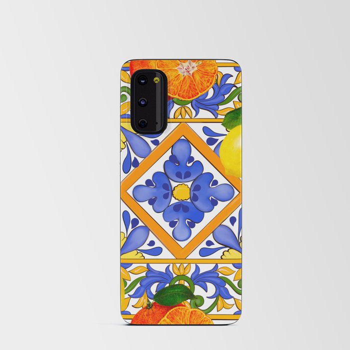 Summer ,Sicilian tiles ,citrus,oranges,majolica,lemons ,Mediterranean  Android Card Case