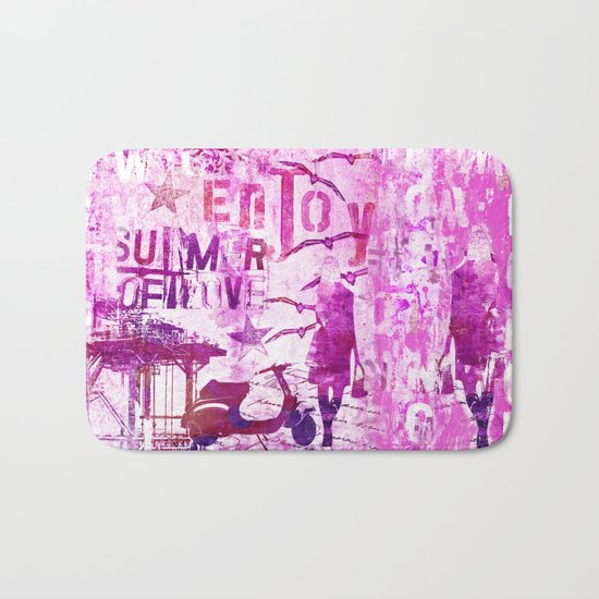 pink urban mixed media art Bath Mat