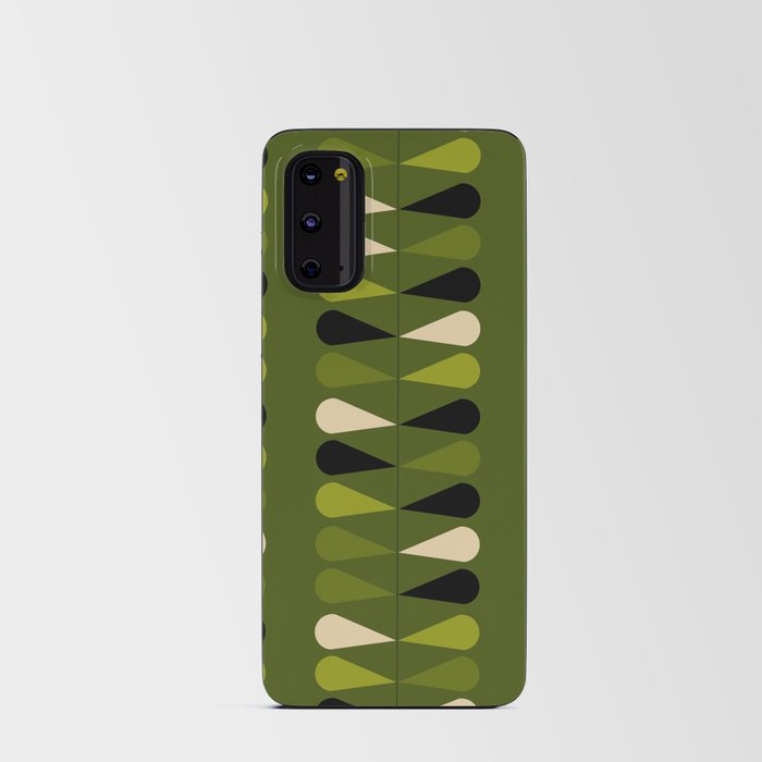 Green mid century atomic 1950s leaf pattern Android Card Case