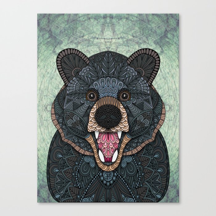 Ornate Black Bear Canvas Print