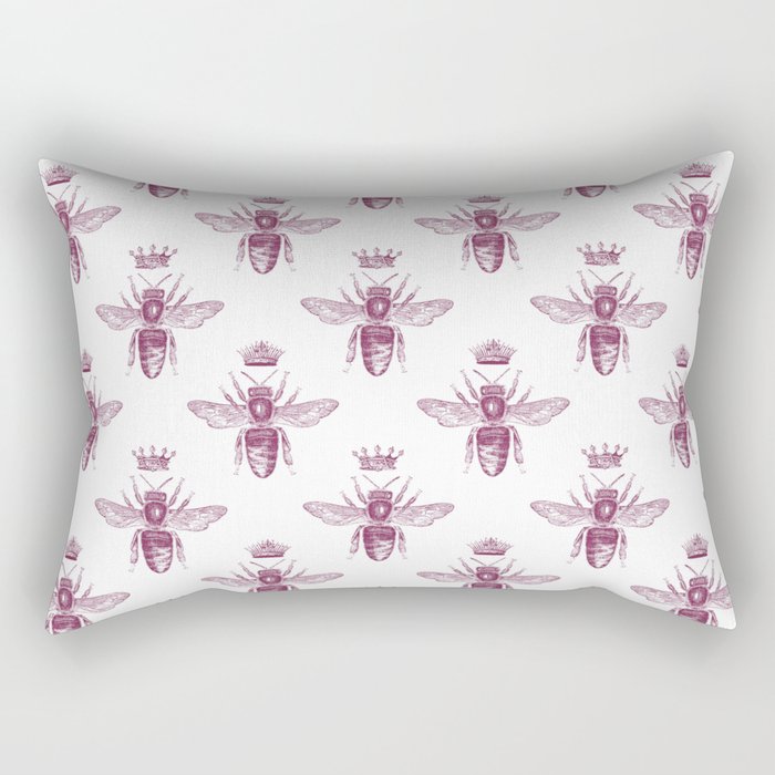Vintage Burgundy Queen Bees Pattern Rectangular Pillow