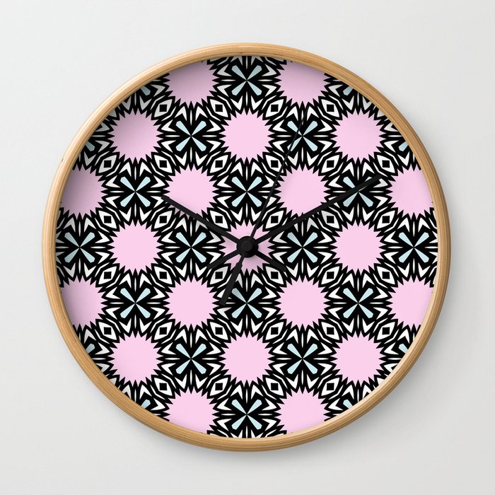 Geometric Pattern - Pink & Light Blue Wall Clock