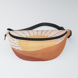 Abstract terracotta landscape, sun and desert, sunrise #1 Fanny Pack