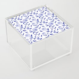 Autumn Dahlias White&Blue Acrylic Box