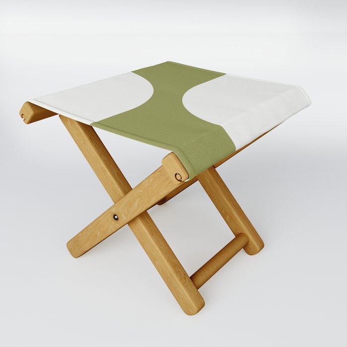 Modern 70s Arch Figures Abstract on Green Folding Stool