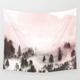 Pink mountainous landscape Wall Tapestry