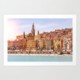 Old village of Menton French Riviera in summer Art Print