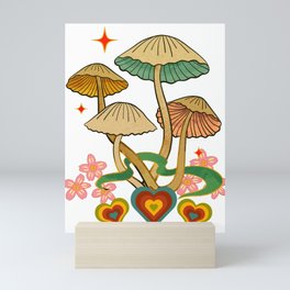 Lovely Cherry Blossom Mushroom Glitter Party Mini Art Print