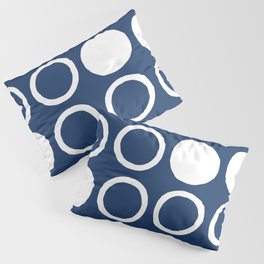 Mid Century Modern Circle and Dot Pattern 240 Navy Blue Pillow Sham