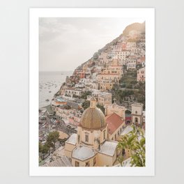 Positano Bliss Photo | Amalfi Coast Mountain Landscape In Pastel Color Art Print | Italy Travel Photography Art Print