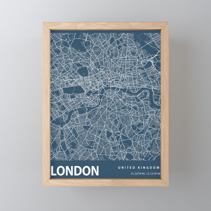 London city cartography Framed Mini Art Print