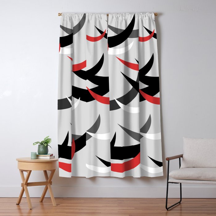 Flight Abstract Black White Red Gray Blackout Curtain By