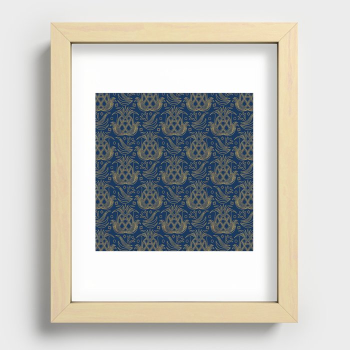 Luxe Pineapple // Navy Blue Recessed Framed Print