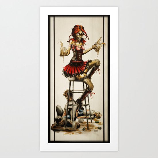 Zombie Beer Girl Art Print