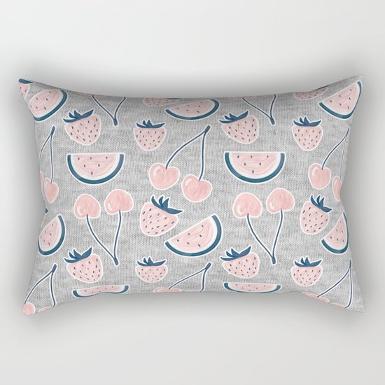Fruit Pattern on Gray Melange Rectangular Pillow