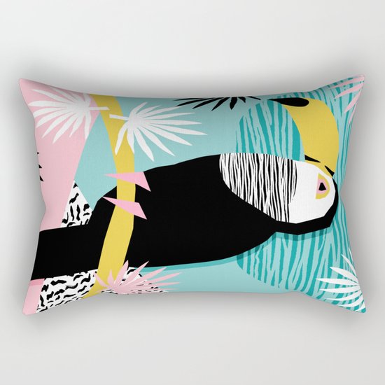 Loopy - wacka designs abstract bird toucan tropical memphis throwback retro neon 1980s style pop art Rectangular Pillow