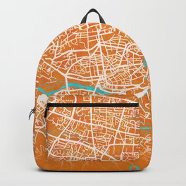Pau, France, Gold, Blue, City, Map Backpack