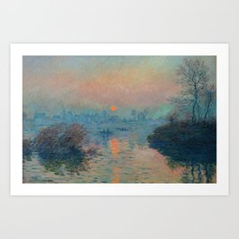 Claude Monet - Sunset on the Seine at Lavacourt Winter Effect Art Print