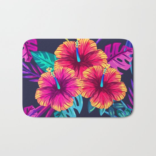 Tropical Flowers Bath Mat