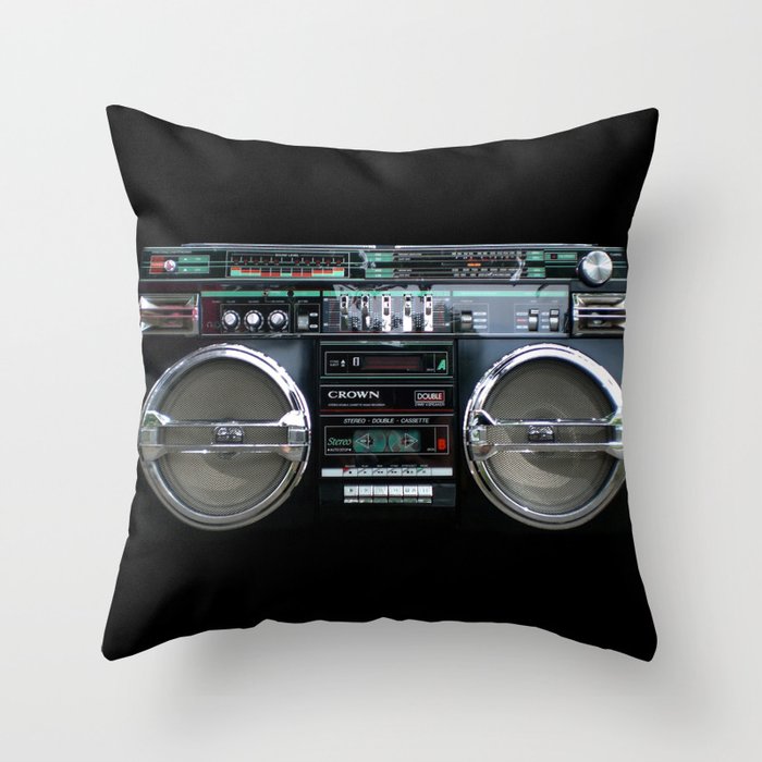 Retro 80's objects - Guetto Blaster Throw Pillow