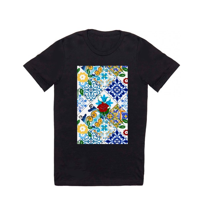Tiles,mosaic,azulejo,quilt,Portuguese,majolica,lemons,citrus. T Shirt