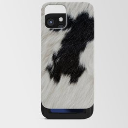 Black and White Cow Skin Print Pattern Modern, Cowhide Faux Leather iPhone Card Case