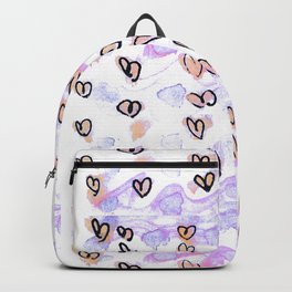 Mini Pastel Hearts Backpack | Mini, Organic, Handpainted, Painting, Love, Amour, Lavendercolor, Romantic, Mauve, Pastel 