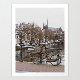 Amsterdam Bicycle Bridge - Digital Print - Travel and City Photography Holland and Europe by DianaSmits Art Print