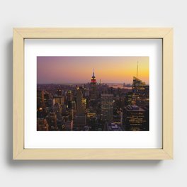 New York City Manhattan skyline at sunset Recessed Framed Print