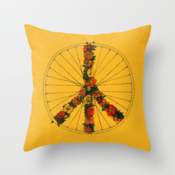 Peace & Bike (Colors) Throw Pillow