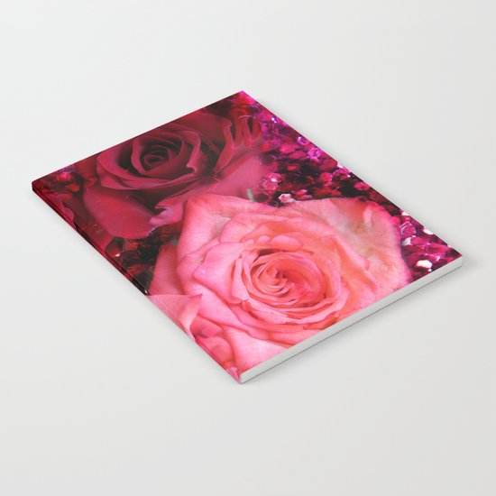Glitter and Roses - Red and Pink Notebook