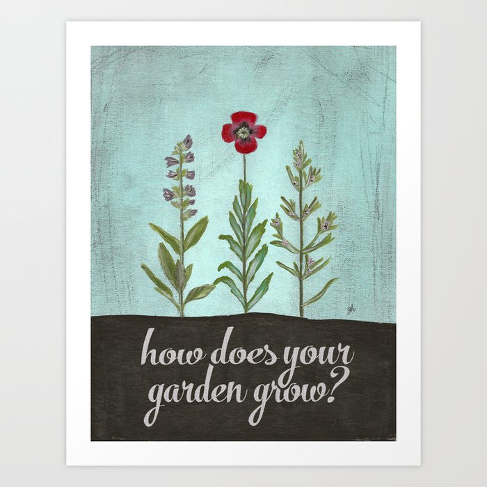 Children's Nursery Rhyme Garden Print  Art Print