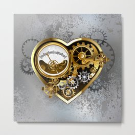 Steampunk Heart with Manometer Metal Print