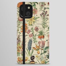 French Vintage Flowers Chart Adolphe Millot Fleurs Larousse Pour Tous Funky Cozy Boho Maximalist iPhone Wallet Case