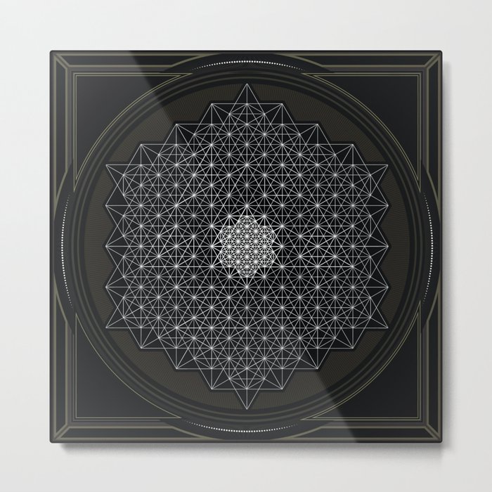Geometry Tetrahedron Grid Metal Print