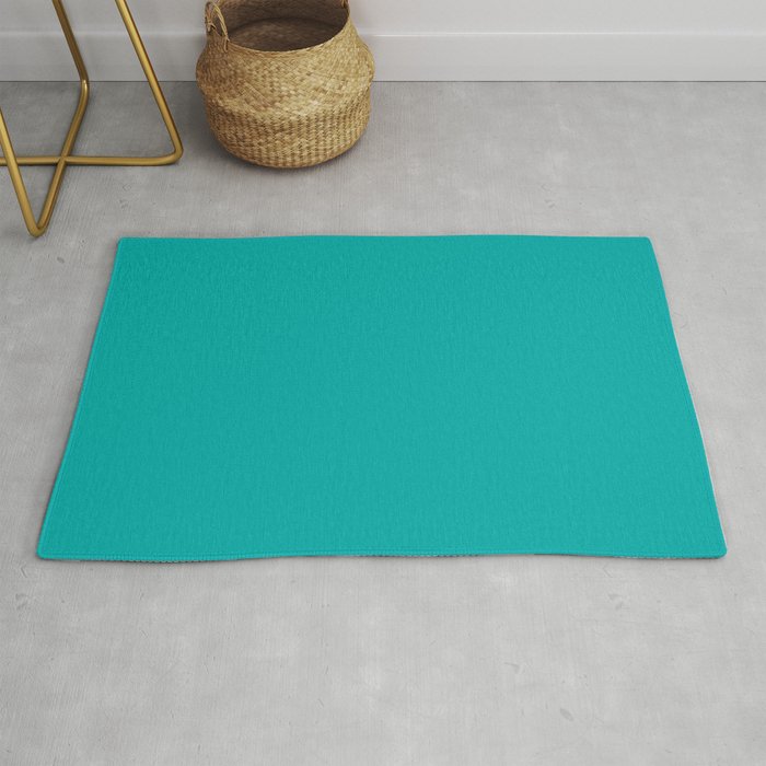 Ceramic teal blue solid color modern abstract pattern  Rug
