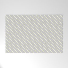 [ Thumbnail: Light Gray and Light Yellow Colored Lines/Stripes Pattern Welcome Mat ]