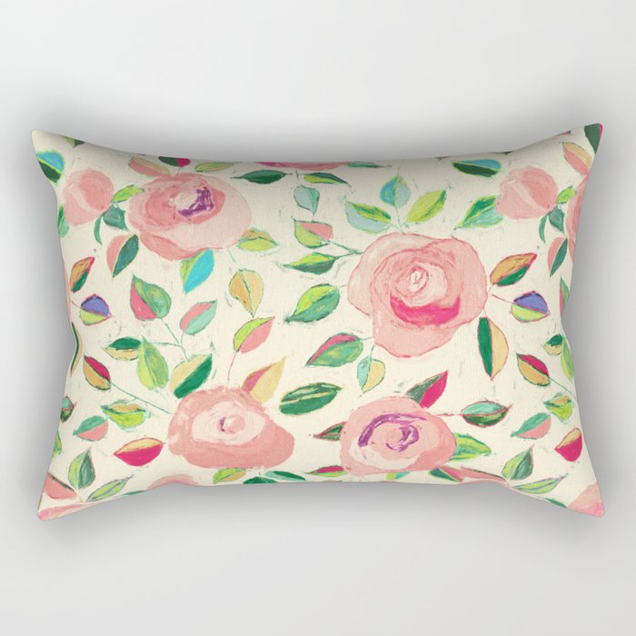 Pastel Roses in Blush Pink and Cream  Rectangular Pillow