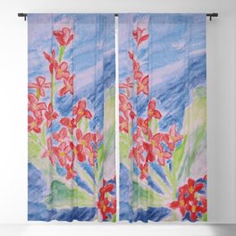 Red Flower Blackout Curtain