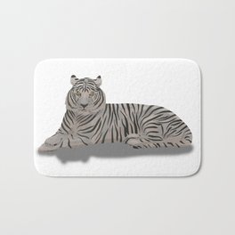 digital painting of a white tiger lying down and watching Bath Mat